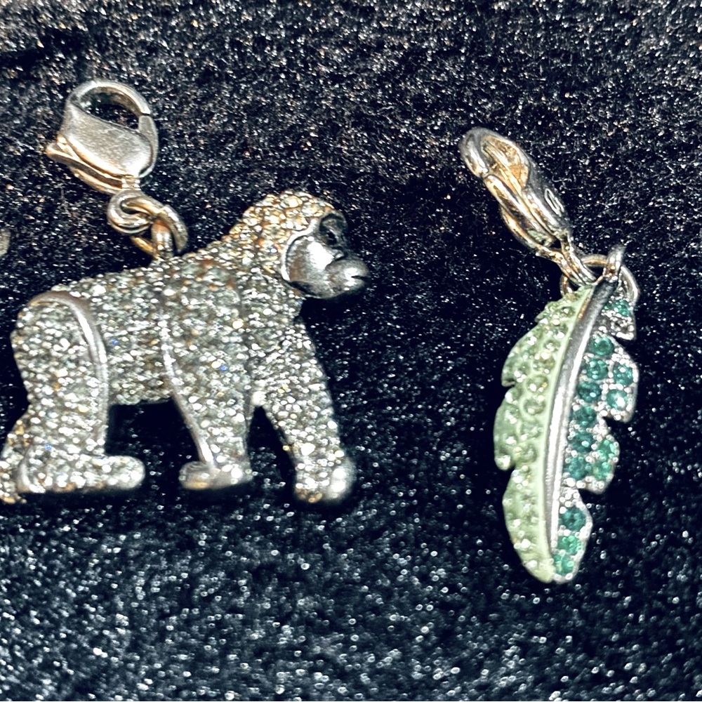 Swarovski Gorilla and Leaf Charms